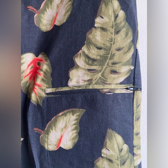 Linen floral tropical print vacation pants size US 10 - Picture 2 of 11